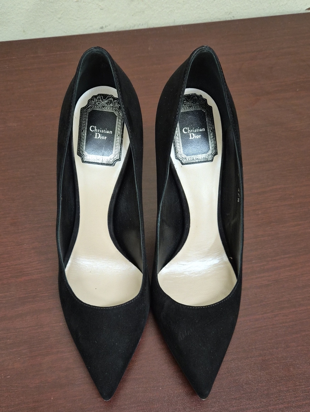 Dior Black Pointed Suede Pumps Size 37 1/2